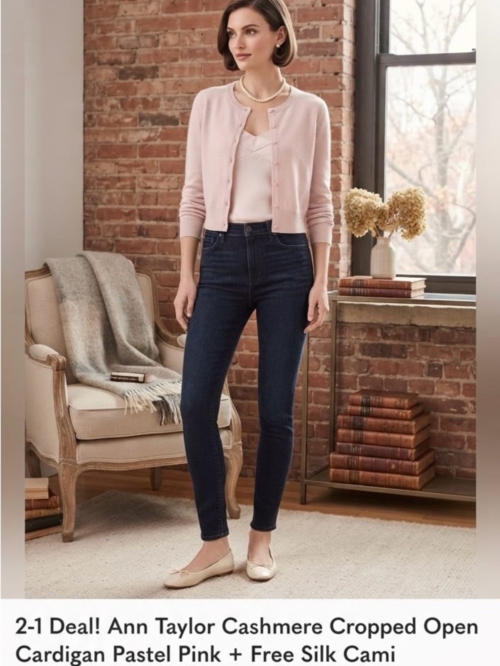 Ann Taylor Pastel Pink Cashmere Cropped Cardigan